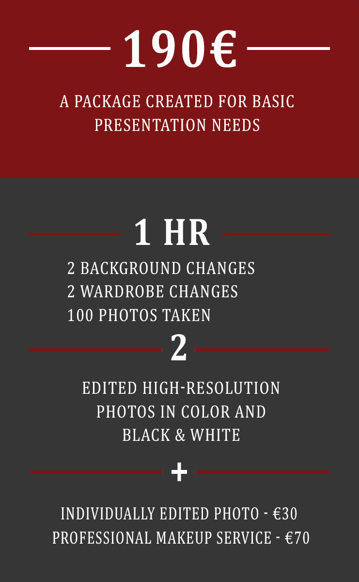 Cenovnik Osnovnog paketa portreta ENG