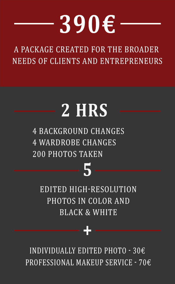 Cenovnik Srednjeg paketa portreta ENG