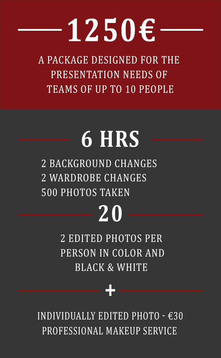 Cenovnik TIM 10 osobe portreta ENG